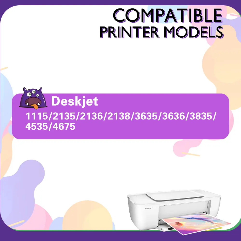 Wymiana wkładu atramentowego 652XL dla HP 652 HP652 XL kompatybilna drukarka Deskjet 1115 1118 2135 2136 3636 3835 4535 — zdjęcie produktu 2