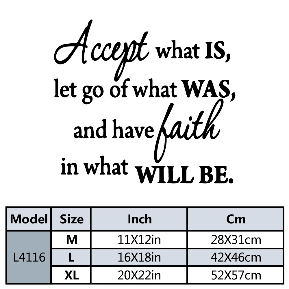 Accept What Is Let Go Of What Was And Have Faith Wall Sticker Self Adhesive Vinyl Wallpaper For Wedding  Decoration Accessories
