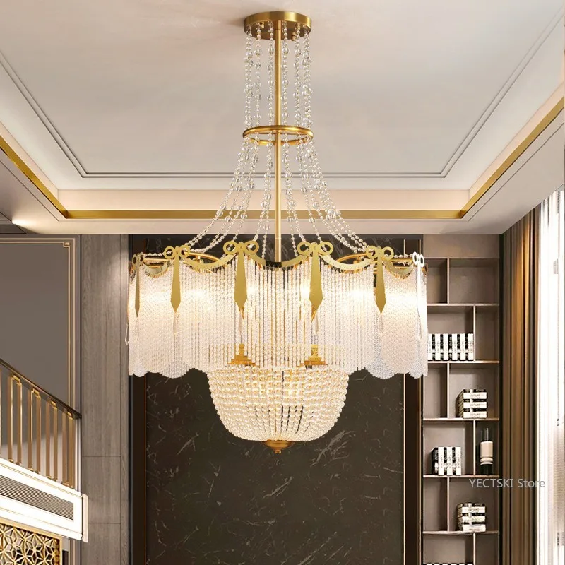 American style chandelier hotel lobby duplex living room creative light luxury crystal chandelier