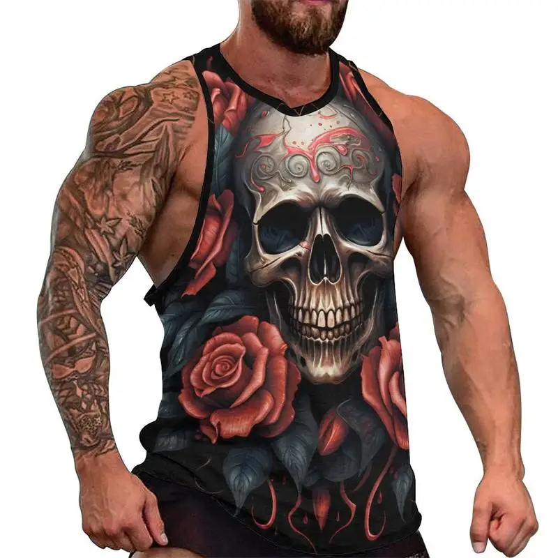 Fashion Skull 3D Print Tank Tops Summer Streetwear Men's Hip Hop Beach Oversized Fitness Gym Vest Sleeveless Tops Men Clothing