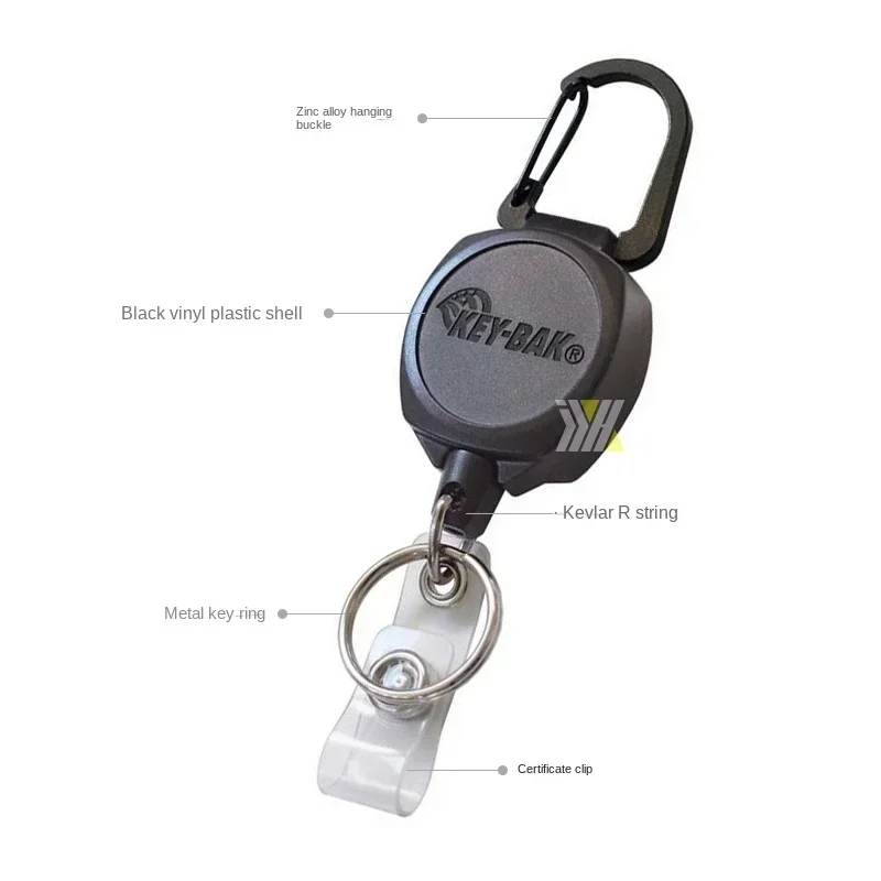 US KEY-BAK Kev rope telescopic certificate keychain automatic spring back security fast key chain