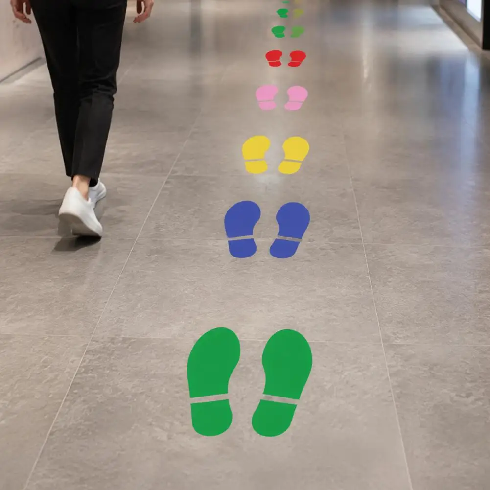 Waterproof Stairway Directional Stickers Floor Decals for Kids 4 Sheets 8 Pairs Kids Shoes Decals Colorful for Classroom
