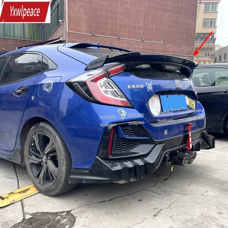 

For Honda Civic Hatchback Spoiler 2016-2020 ABS Glossy Black and Carbon Fiber Look Rear Trunk Lip Spoiler Body Kit Accessories