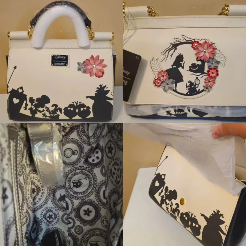 

Disney Bag Loungefly Disney Princess Flower Cartoon Pattern Shoulder Bag Women'S Fashion Trend Backpack Christmas Gift