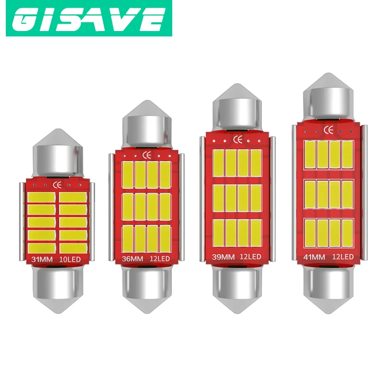 

12V White 31mm 36mm 39mm 41mm Festoon Car Led Lights Canbus 4014 C5W Car License Plate Light Auto Interior Reading Dome Lighting