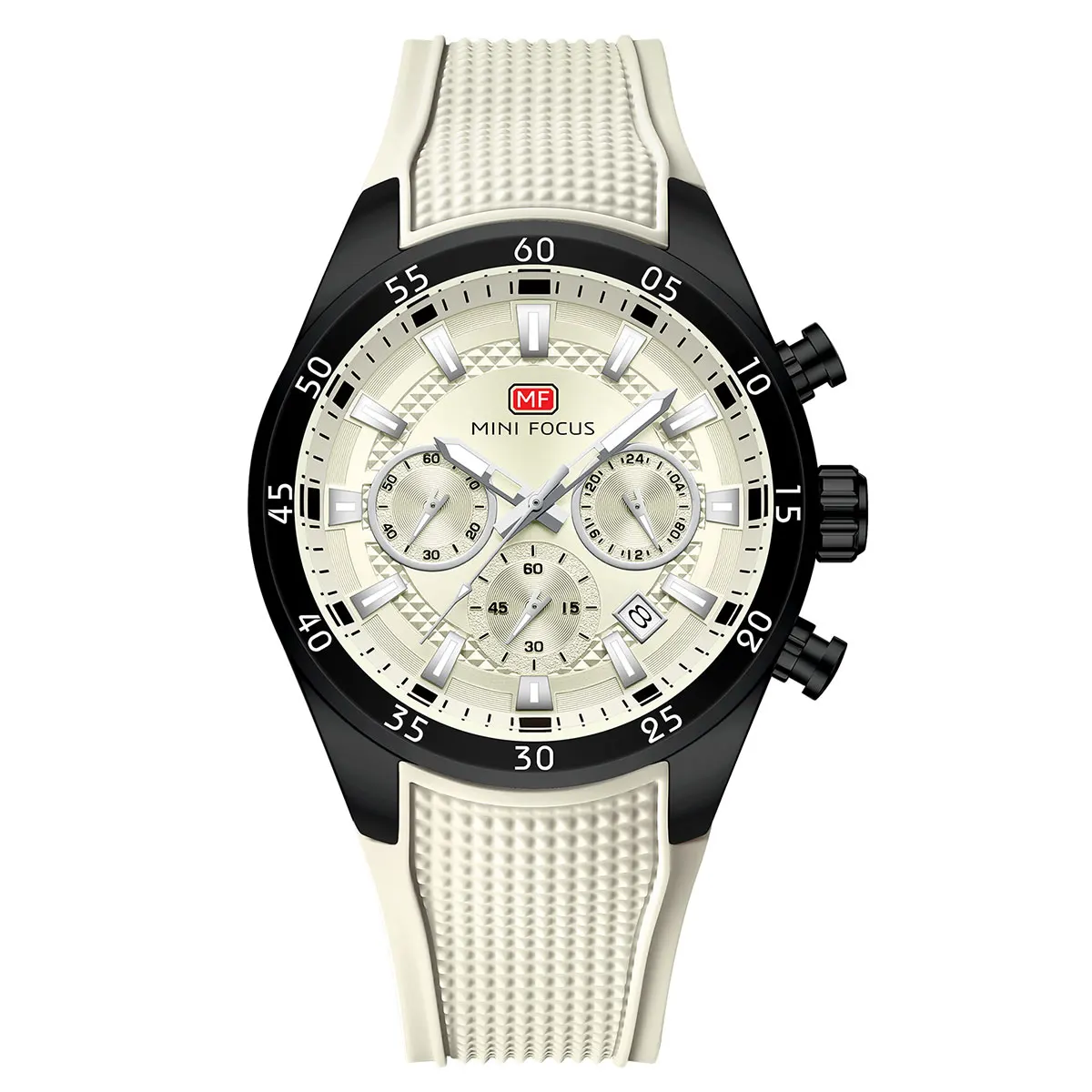 MINI FOCUS Montre à quartz pour homme, chronographe multifonctionnel, lumineux, étanche, montre-bracelet de sport décontractée avec bracelet en silicone 0627G