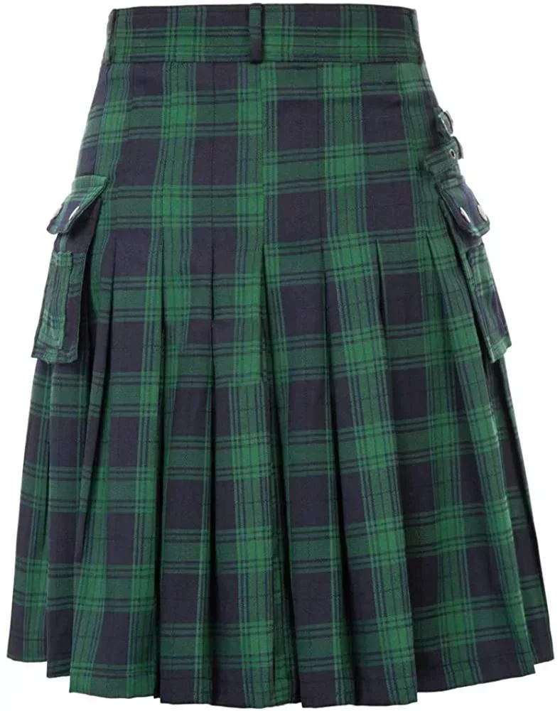 สก็อตต์ไฮแลนด์แบบดั้งเดิมของผู้ชาย100% jins kins hibrida Kilt hibrida, kotak Modern lipit Tartan tradisional Pria Kilt