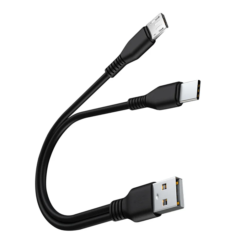 2 in 1 USB Type C Cable Micro USB Cable Dual Type C USB C Data Cable 2A Type-C Quick Charge Cord for Android iPhone Huawei