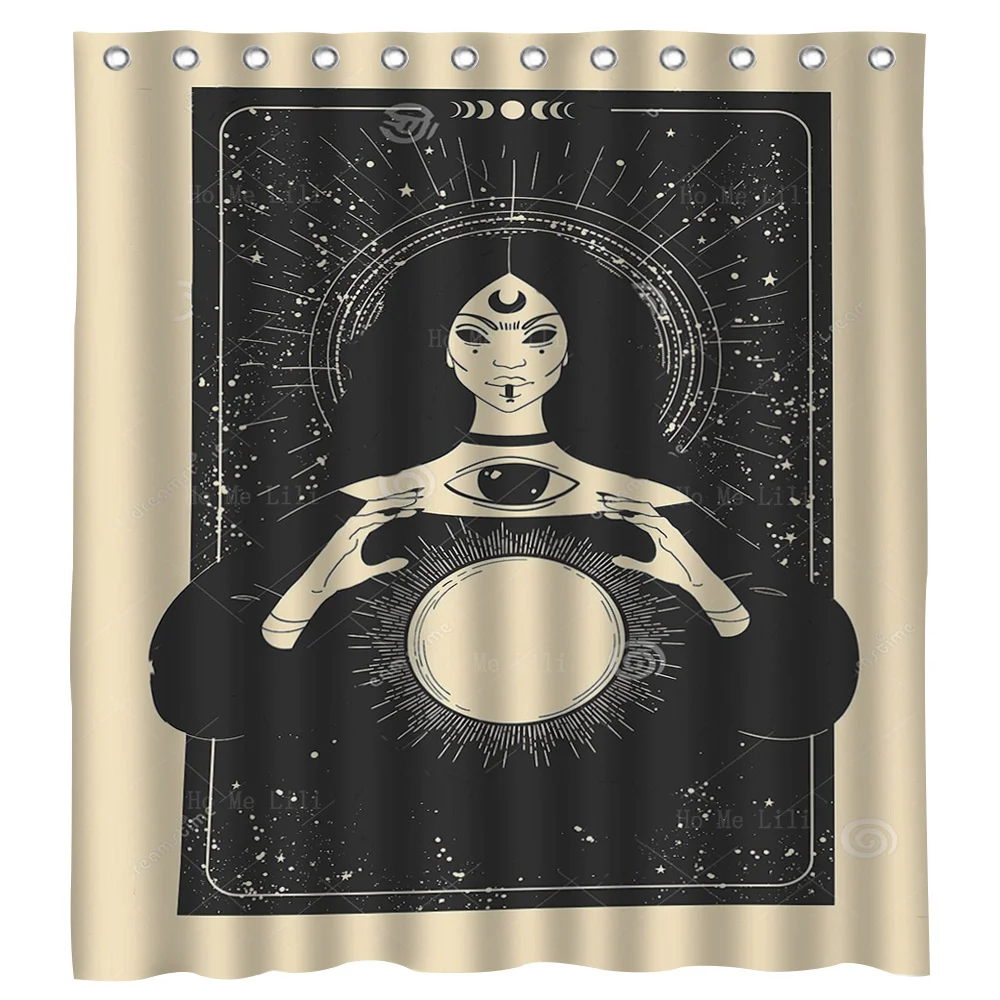 Tarot With The Phases Of The Sun, Moon, And The Witch's All Seeing Eye Shower Curtain By Ho Me Lili For Bathroom Decor