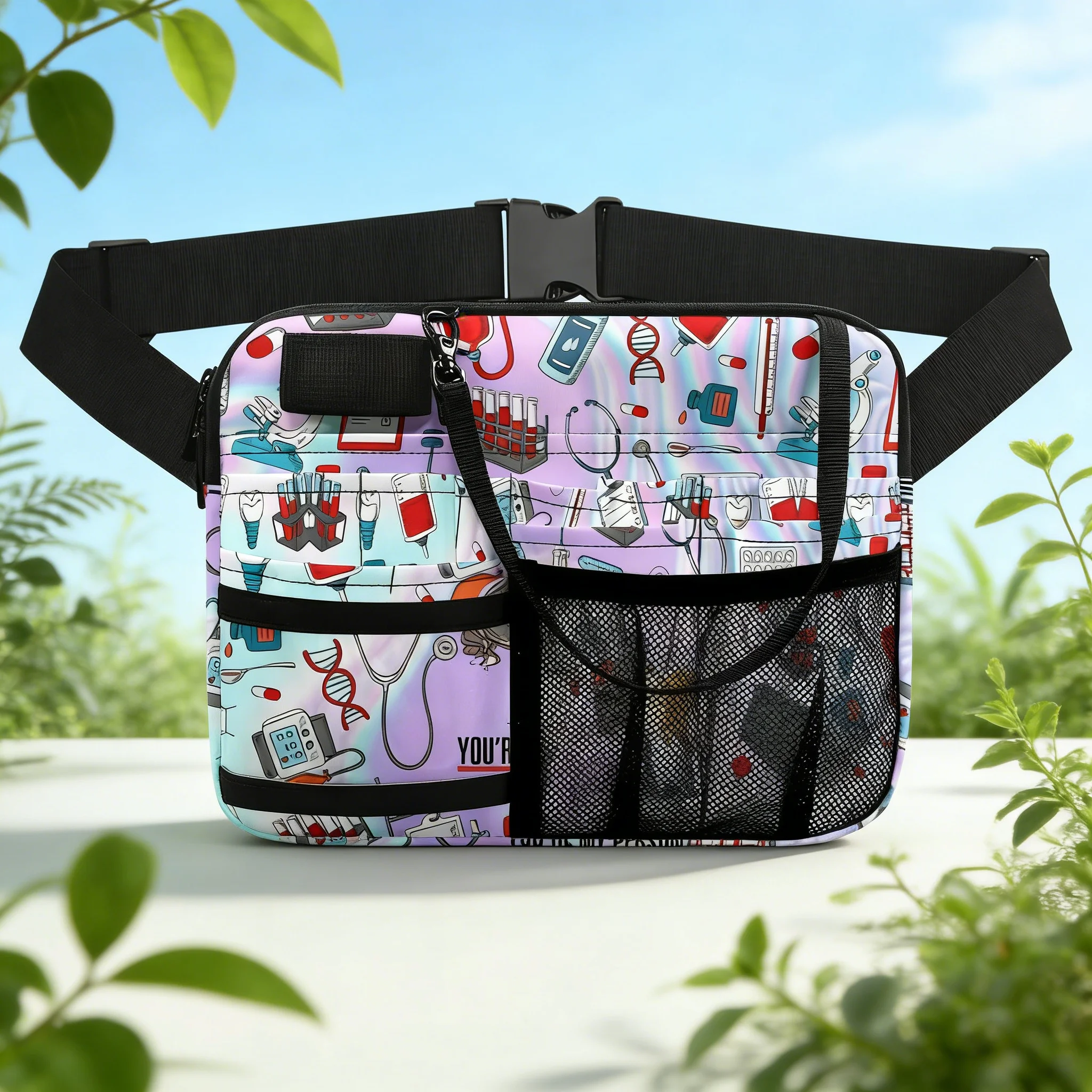 nursing-work-waist-bag-nurse-print-utility-hip-bag-multiple-compartments-medical-tool-pouch