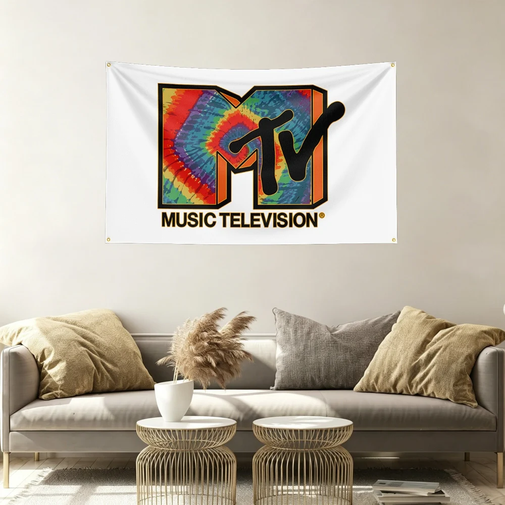 MTV Music Flag Banner Vivid Color Fade Resistant With Metal Grommets Outdoor Garden Yard Indoor Dorm Room Wall Hanging Decor