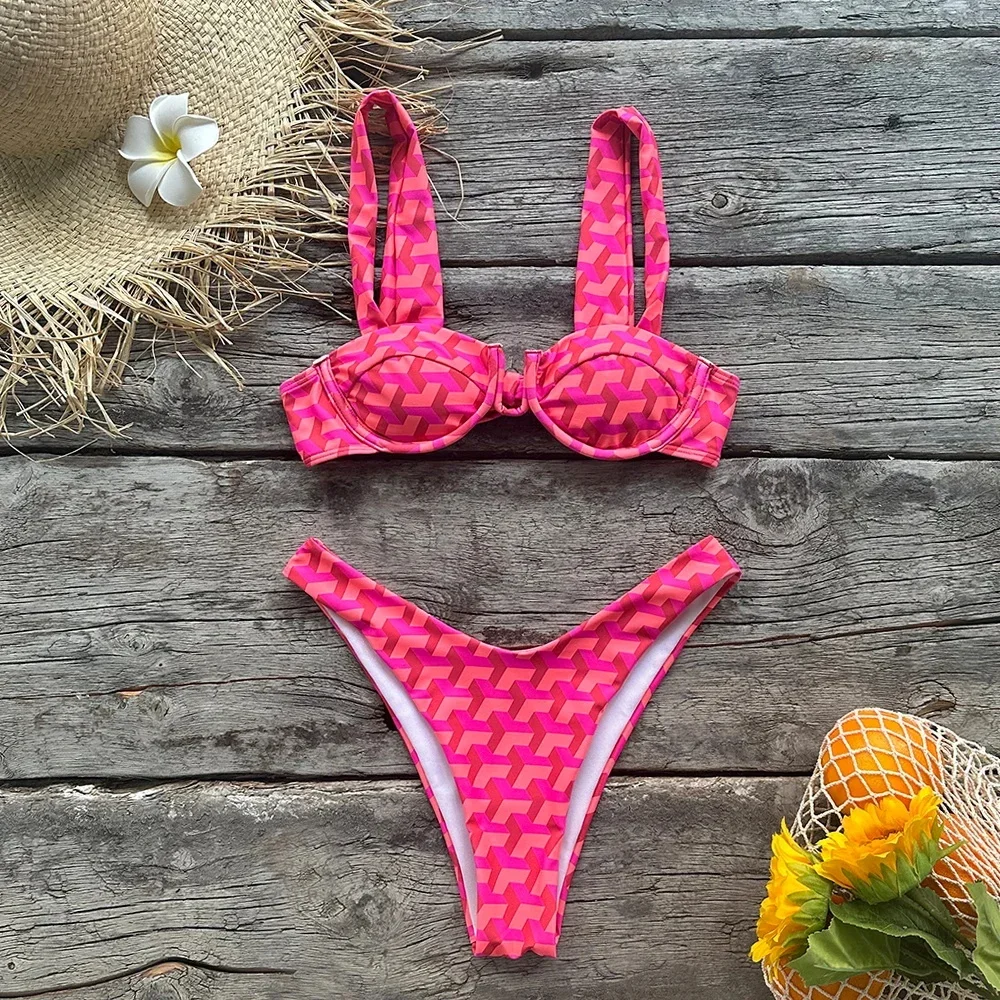 

Sexy Micro Bikini 2024 Colorful Padded Thong Swimsuit Female Cut Out Bathing Suit Push Up Swimwear Women Beachwear Biquini