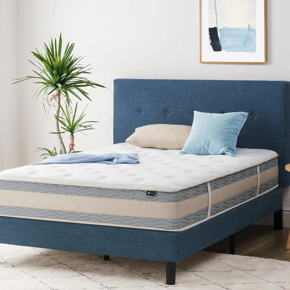 

10 Inch Comfort Support Hybrid Mattress [New Version], Queen, Fiberglass Free, Medium Plush, Motion Isolation