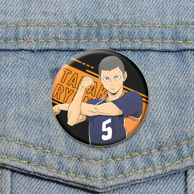 Anime Haikyuu!! Broszki Okrągłe Ręcznie Robione Szpilki Shoyo Hinata/Tobio Kageyama/Daichi Sawamura/Sugawara Koushi Cartoon Badge