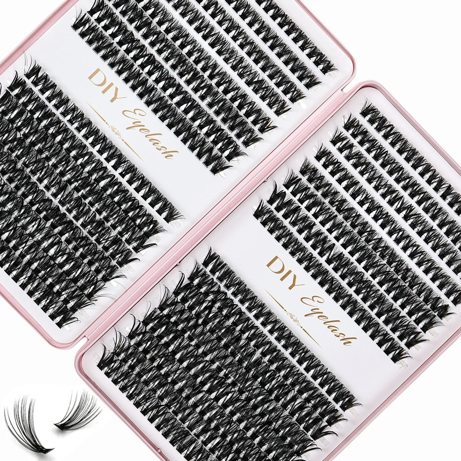 640 Stück Cluster-Wimpern 10-14mm Einzelwimpern Natürlicher Look Gemischtes Set DIY Wimpernverlängerung Volumen-Wimpernbündel für Anfänger – Detail 5