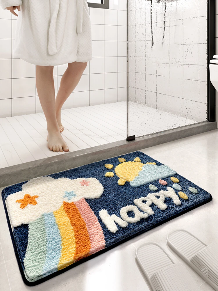 

Коврик для ванной с мультяшным кроликом, домашний, влаговпитывающий, для туалета, противоскользящий, в скандинавском стиле