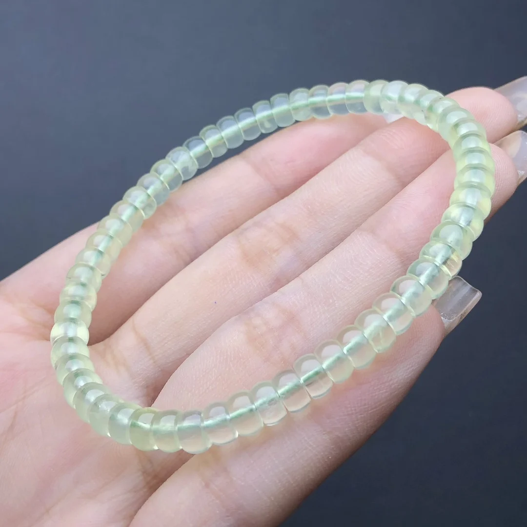 5MM Natural Prehnite Facet Bracelet Handmade Crystal Quartz Jewelry Stretch Bangle Children Birthday Gift 1pcs