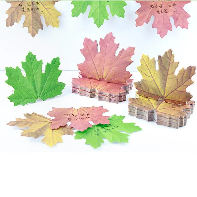 60pcs Kawaii Maple Leaf Memo Pad Message Stickers Notepads Post Paper Note Sticky Notes Posted It Planner Stationery Supplies