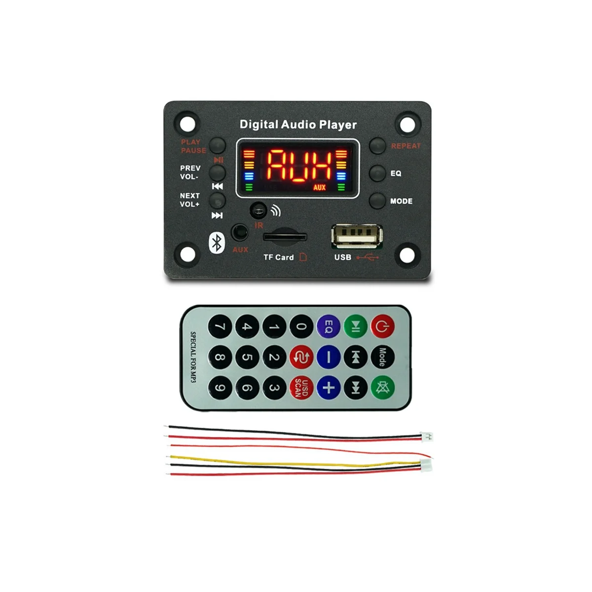 وحدة راديو FM للسيارة مع مضخم طاقة ، مشغل MP3 ، لوح فك التشفير ، متوافق مع البلوتوث ،