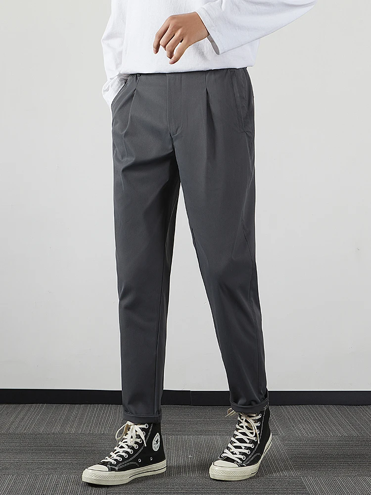 

Casual Cotton Straight Leg Men's Pants Loose Fit Spring Season Large Size High End Trousers Versatile Simple Design Youthful ...