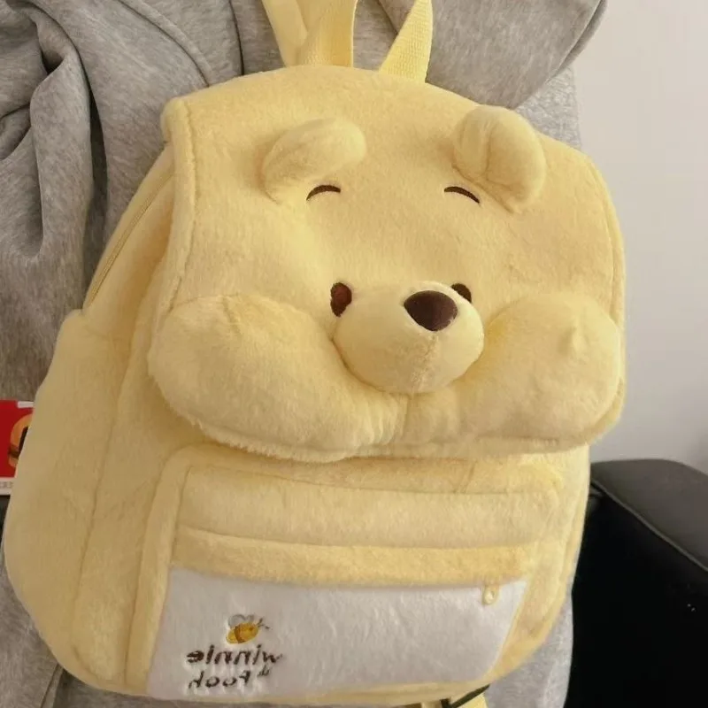 ديزني جديد لطيف الكرتون الأصفر ويني الدب أفخم حقيبة الظهر كلية نمط حقيبة مدرسية خفيفة ركاب على ظهره #3
