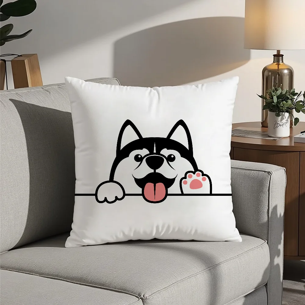 

Cute Dog Waving Paw Pillow Case Plush Fabric Soft Pillowcase Double Sided Print Cushion Cover Household Gifts