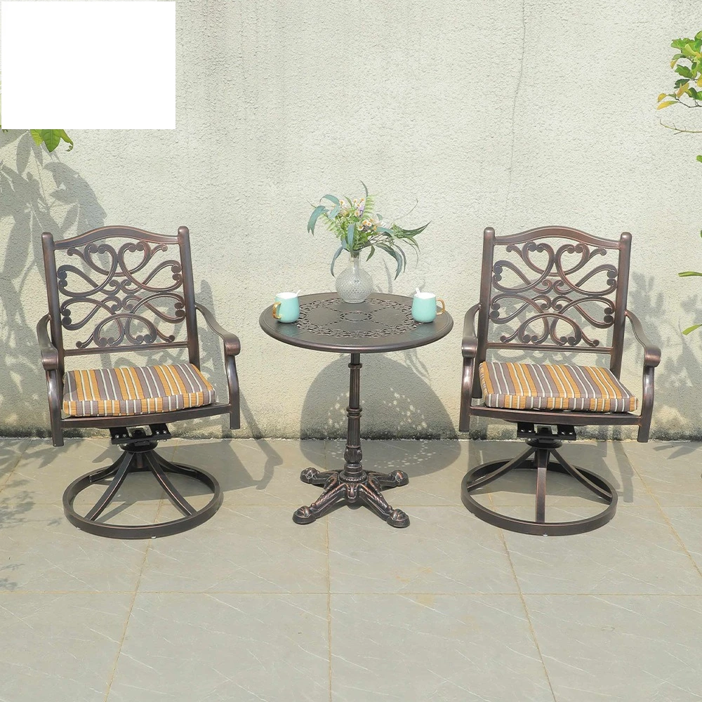 Leisure outdoor tables and chairs courtyard balcony cast aluminum swivel chair European-style villa outdoor garden
