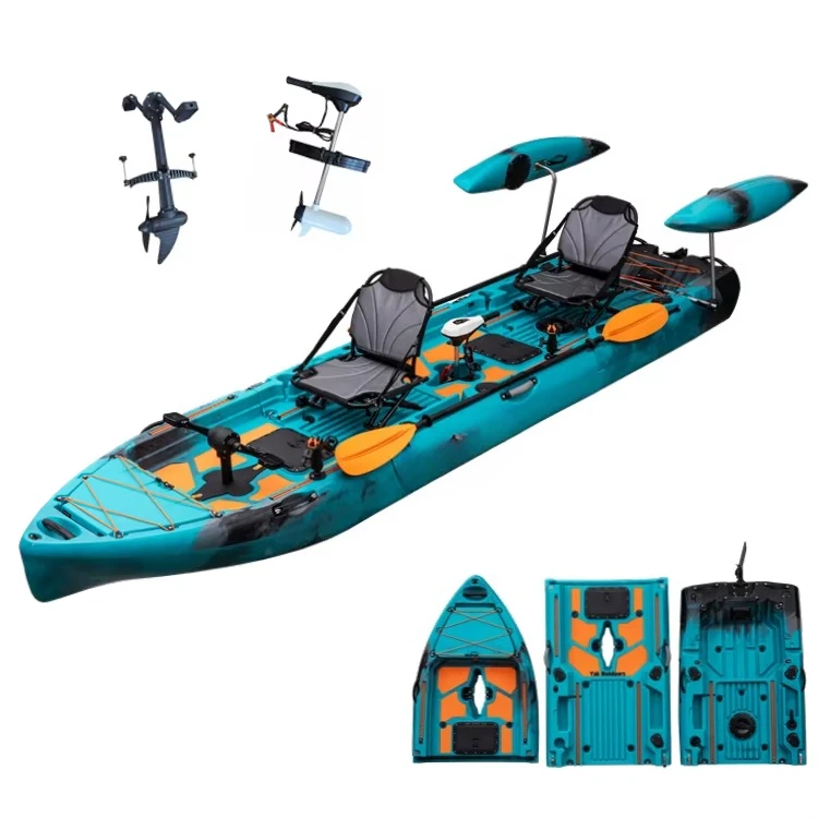 2025 Dernier Modular Pedal Kayak with Detachable Ailettes Large Fish Storage 2-Person Capacity for Surfing Motor 2 Pieces Kayak