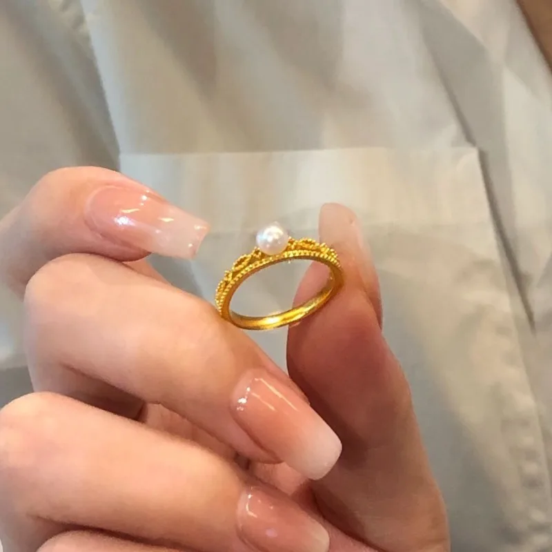 خاتم تاج كلاسيكي من المحكمة للسيدات، فتحة شخصية عصرية قابلة للتعديل، خاتم إصبع السبابة، تصميم متخصص، خاتم مزاجي