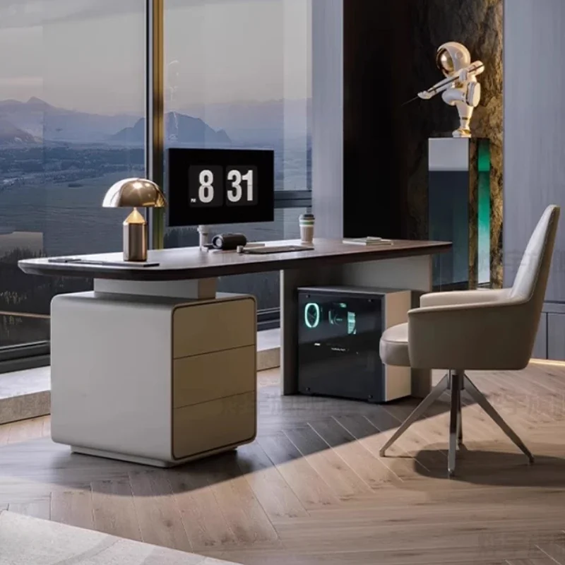 

Minimalist Modern Wood Executive Desk Storage Drawers Designer Studying Home Computer Desks Korean Tavolino Unique Furniture