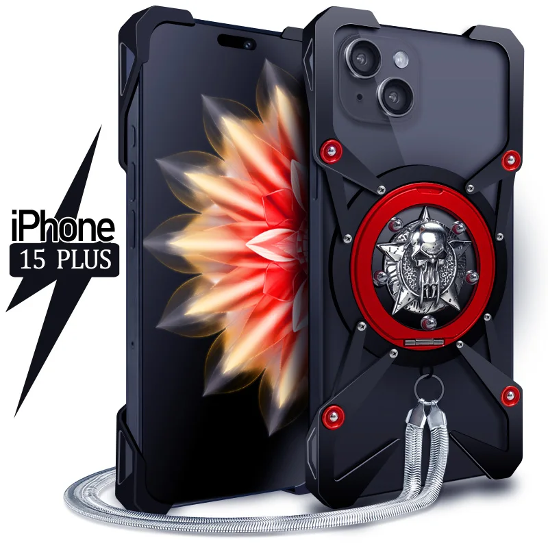 

Aluminum alloy Back Cover For iphone 15 Pro Max Plus Fall prevention Magsafe Magnetic Wireless Charging Phone Case For iphone15