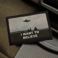 I Want To Believe Tactical Printed Patch Hook&Loop Military Area 51 Flag UFO Airship Morale Badge Armband Cloth Backpack Sticker