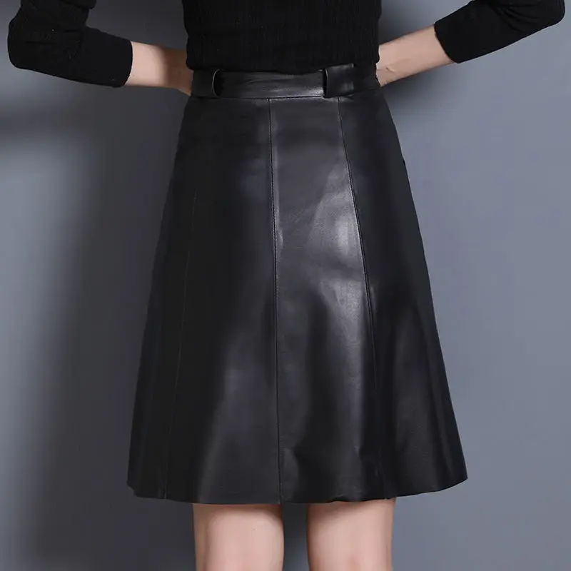 2024 New Spring Autumn A-line Loose-fitting Skirt Women Street Wear High Waist PU Leather  Female Fashion s T803