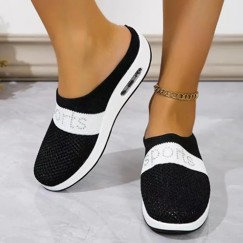 2024 New Summer Women's Slippers Wedge Air Cushion Casual Half Support Breathable Casual Shoes for Women Zapatos