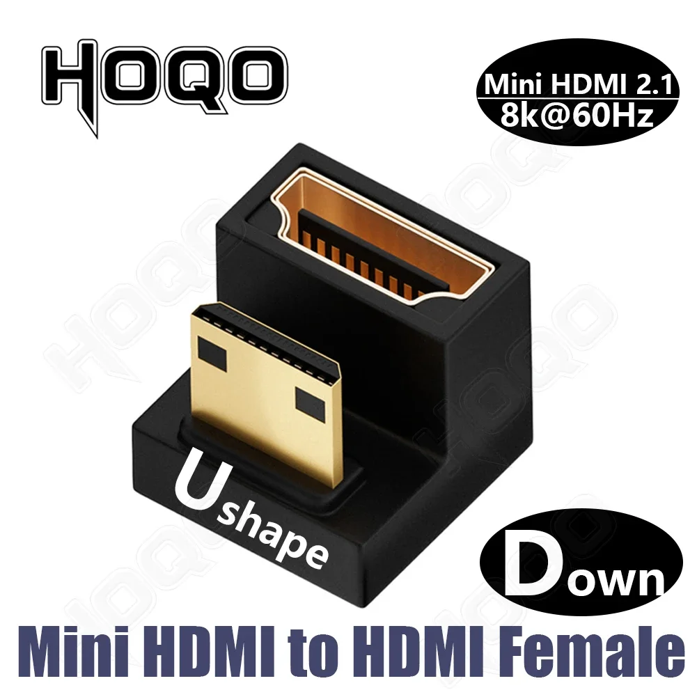 360 Degree U-shaped Mini HDMI gender Adapter 180 Mini HDMI Male to HDMI Female Angled L Converter HD 2.1V Extension 4K 8K 60Hz
