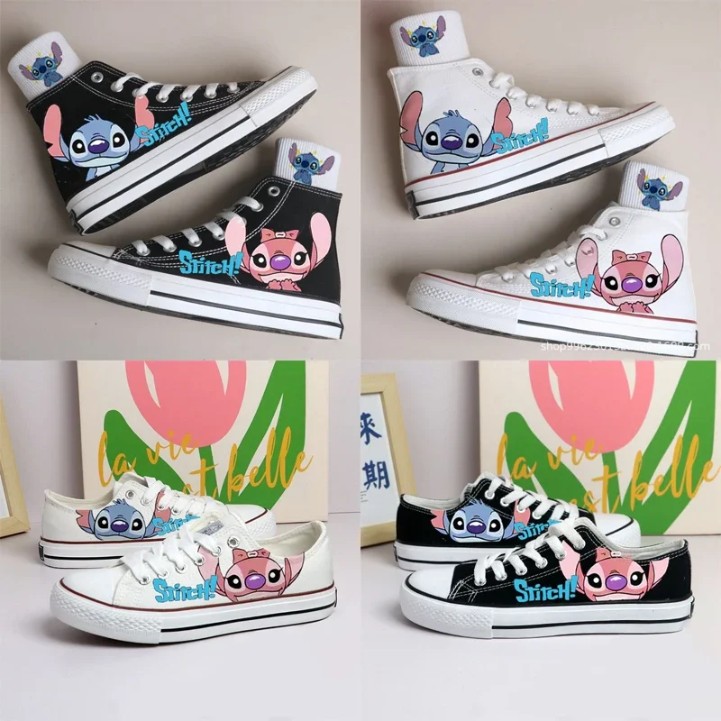 

Disney Stitch Women Canvas Shoes Cartoon Anime Men High-top Vulcanized Shoes Non-slip Casual Student Low Top Couple Canvas Shoes