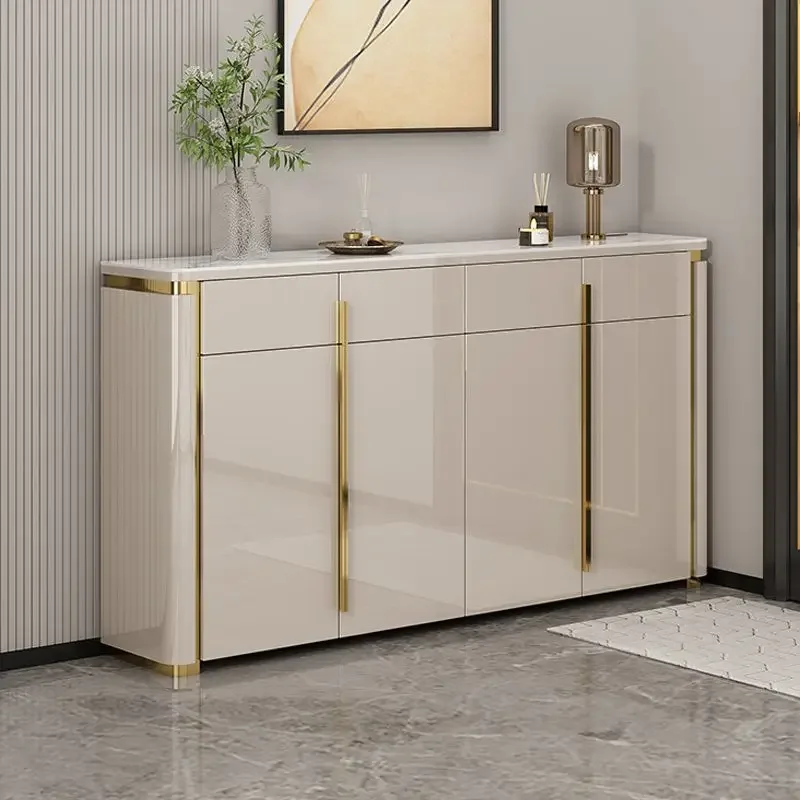 Modern Minimalist Stainless Steel Shoe Cabinet Household Large Capacity Cabinet