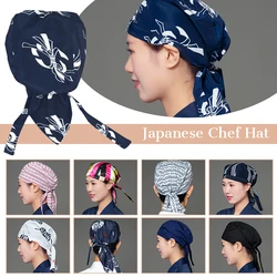 Japanese Korean Chef Hats Sushi Restaurant Kitchen Sanitary Hat Fashion Solid Color Printing Catering Waiter Work Cap Unisex