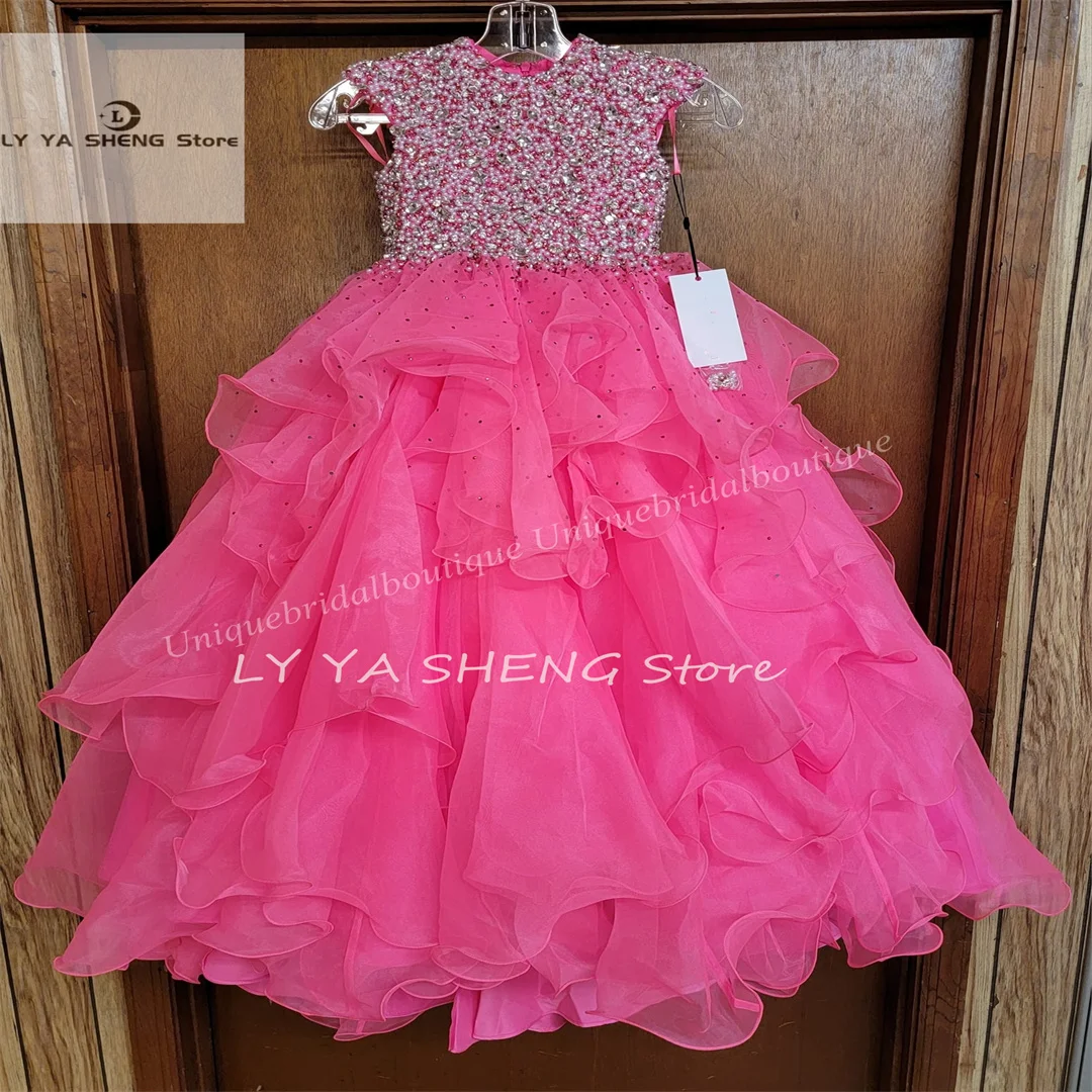 Robe Citrovolants à fleurs pour filles, robe de Rhà mancherons, robe en organza pour enfants, fête d'anniversaire formelle, tout-petit, adolescents, préadolescents, nouveau