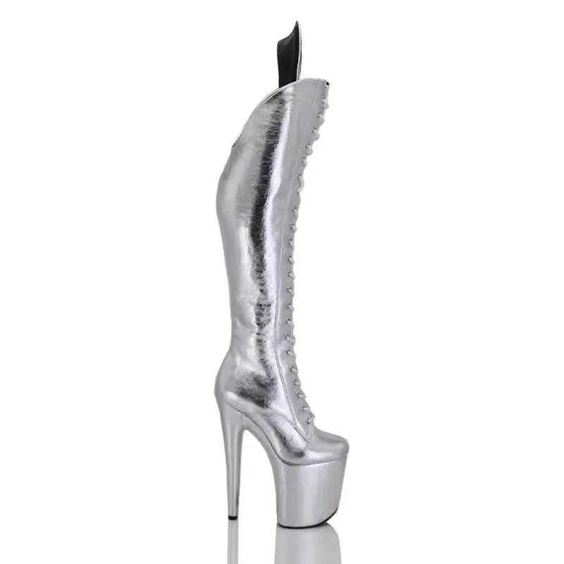 IDEAL MA New 20cm Catwalk Coots With High Heels a Model Performs Super High Heel Matte Silver Pole Dancing Boots