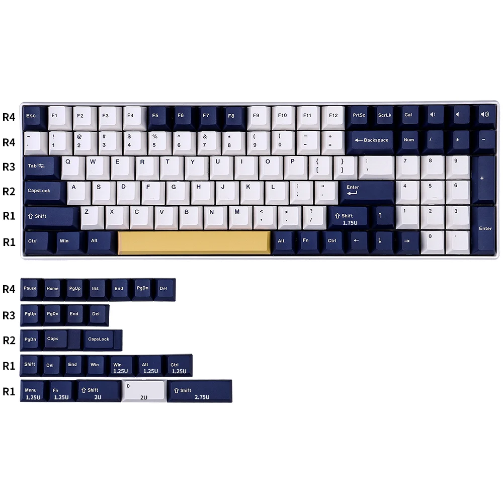 GMK Rudy Keycaps for Mechanical Keyboard Blue White  PBT Double Shot 126 Keys Cherry Height 64 75 960 84 96 980 100 Keyboard