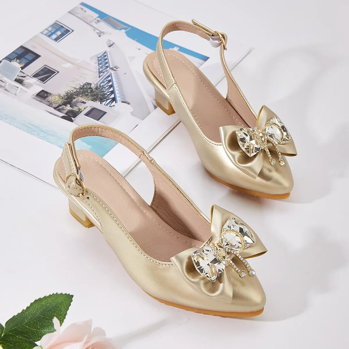 2026 Spring New Girls' High Heel Bow Sandals Soft Sole Comfort Casual Performance Princess Shoes For Toddler Kids Age 3-12Y