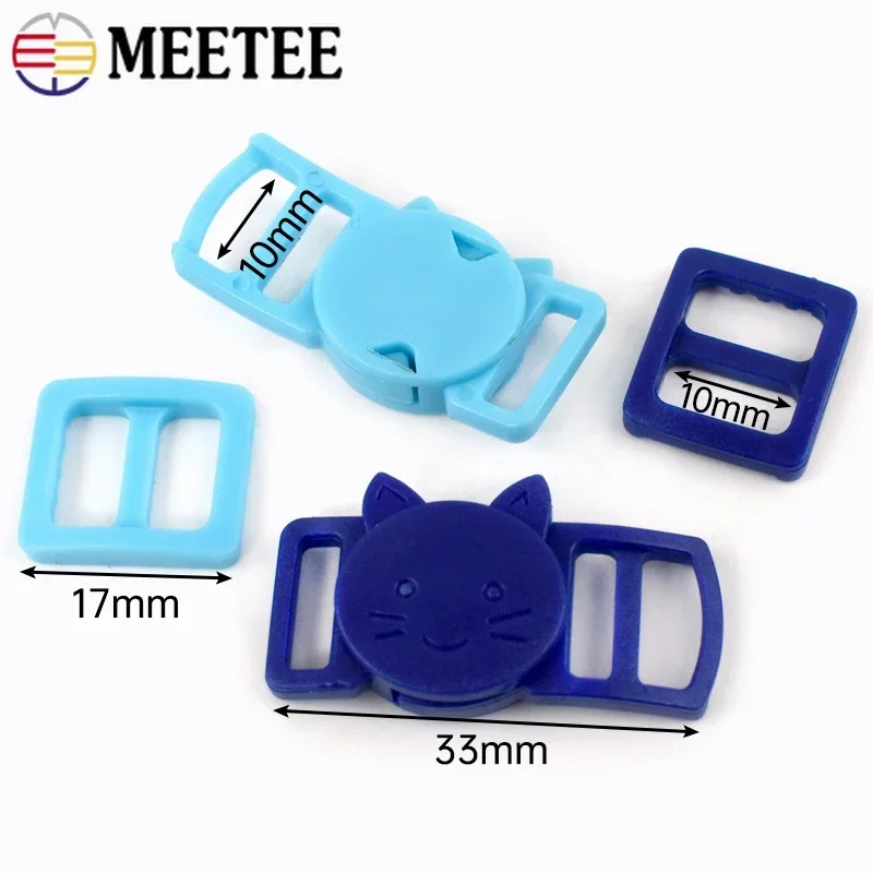 

Meetee 10-30Pc 10mm Plastic Release Closure Buckle for Backpack Strap Tri Glide Slider Ring Pet Collar Clasp DIY Bag Accessories
