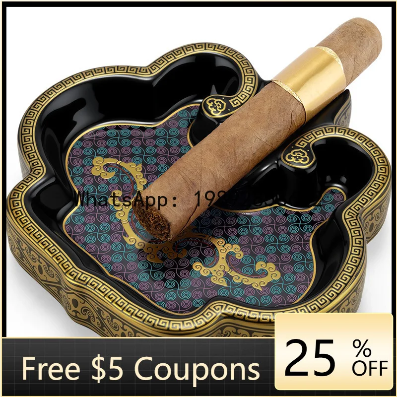 

Z7 ashtray classical dragon pattern relief light luxury ceramic smoke slot exquisite gift box