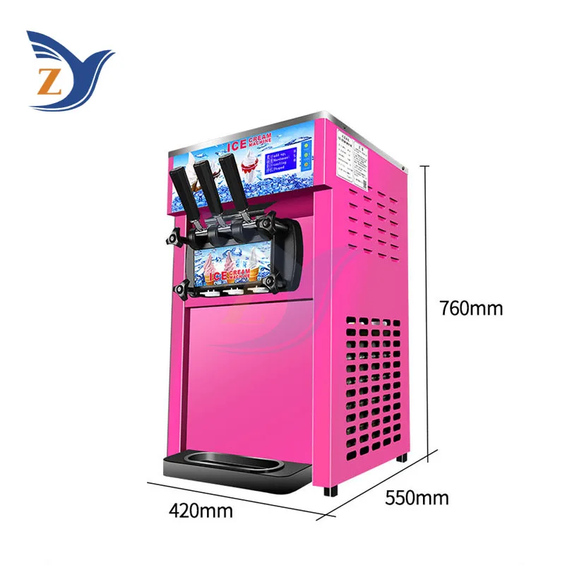 Ice Cream Making Machine ZY-168 Stainless Steel 1200W Table Type Small Automatic Commercial Double Storage Cylinder Equipment