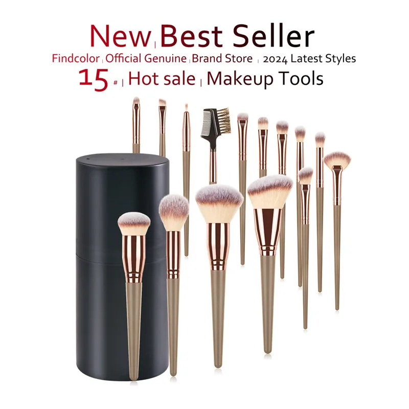 Hot Champagne Makeup Brushes Set for Women Cosmetic Foundation Powder Blush Eyeshadow Kabuki Blending Make Up Brush Beauty Tools