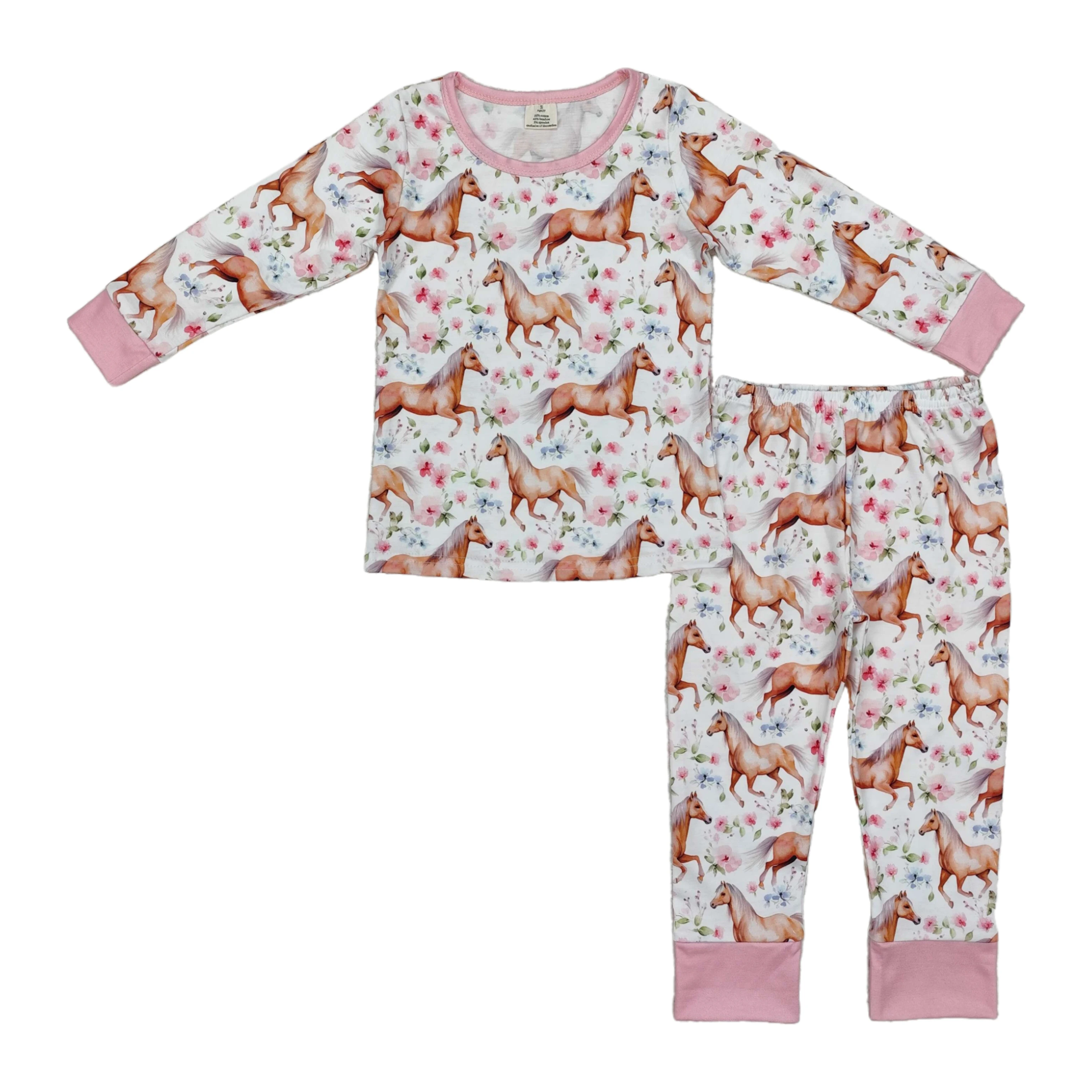 Adorable Pink Horse Pajama Set for Girls