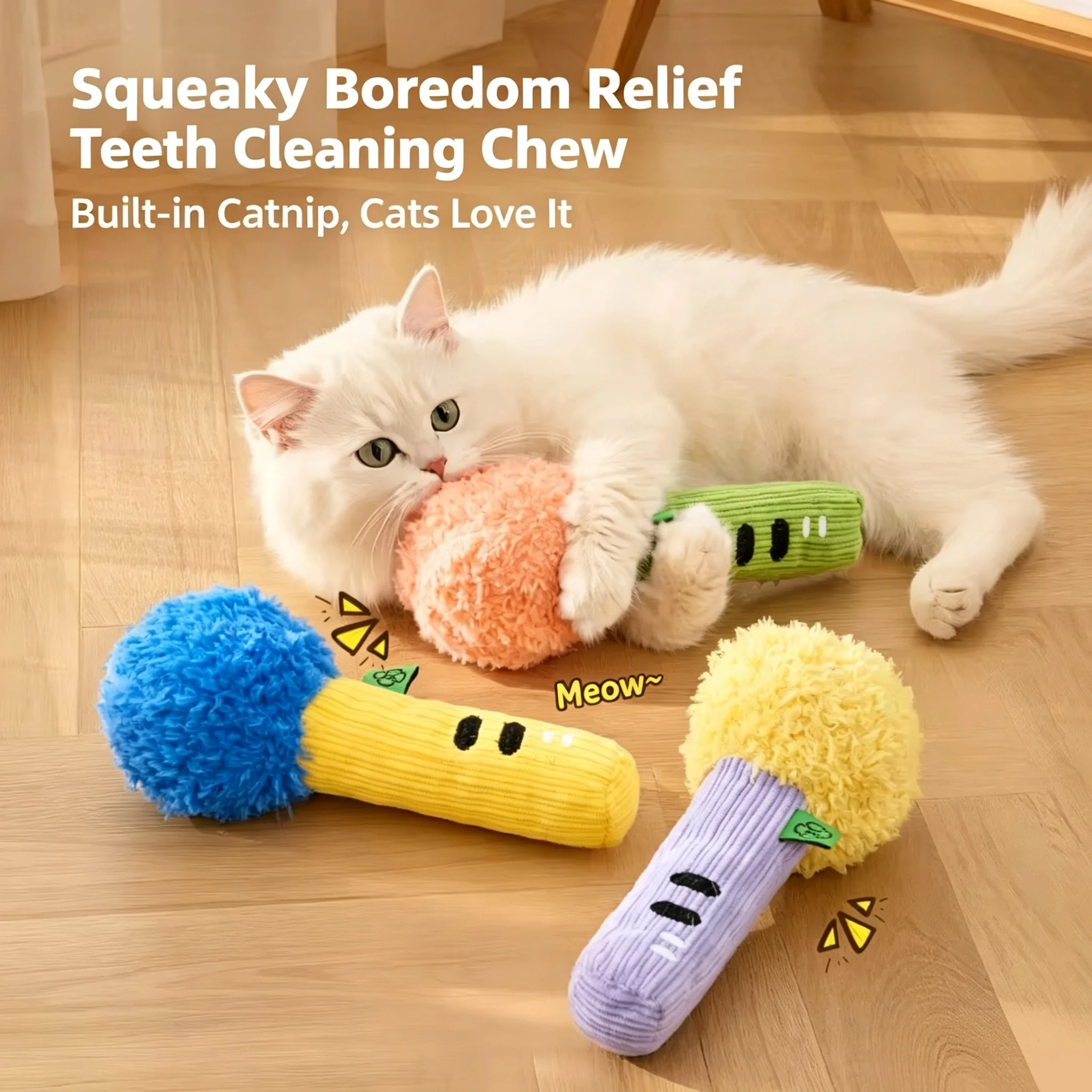Catnip Toys - Nieuw katten speeltje: grappige microfoon, kauwbestendig
