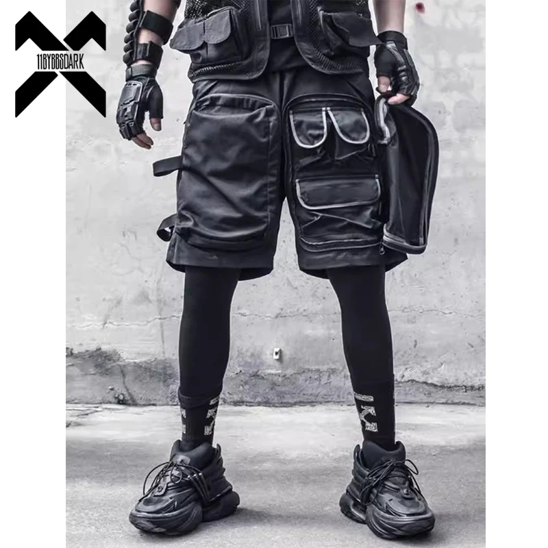 2024 Summer Tactical Shorts Multi Pocket Cargo Short Pant Functional Loose Streetwear Elastic Waist Shorts Black