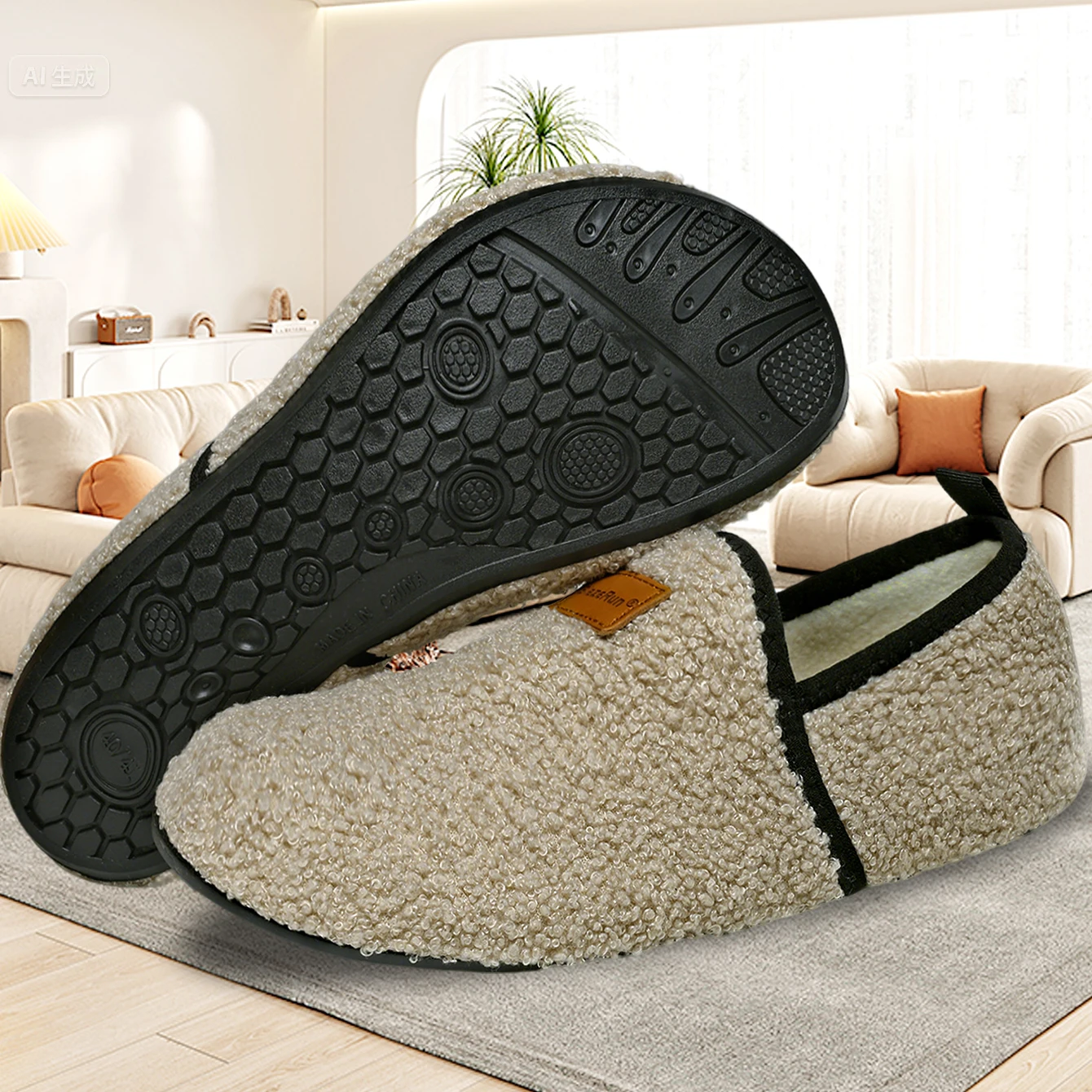 

Indoor Outside Men And Women Couples Winter Household Warm Fluffy Slippers Fashion Plush Cotton Shoes Ladies